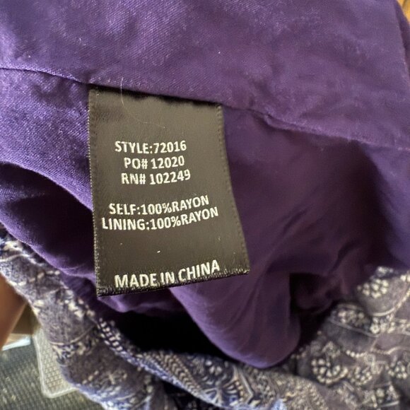 Skies Are Blue Womens Romper Top With Tassels Medium 100% Rayon Navy & White Boh - Picture 3 of 4